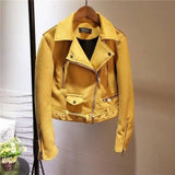 Suede leather women motorcycle leather plush fleece jacket-5