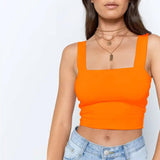 Summer Fashion Women Crop Top Sexy Sleeveless Tank Tops-Orange-12