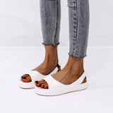 Summer Fish Mouth Sandals For Women Fashion Solid Color Flat-White-7