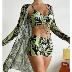 Summer Print Swimsuits Tankini Sets Female Swimwear Push Up-2