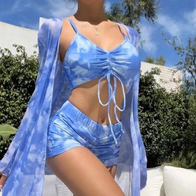 Summer Print Swimsuits Tankini Sets Female Swimwear Push Up-A23041303B-9