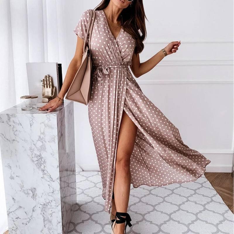 Summer Sexy Polka Dot Casual Dresses-Pink-10