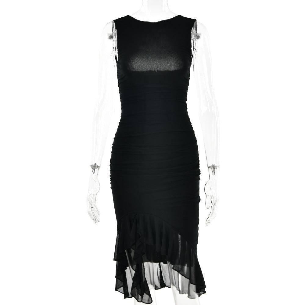 Summer Slim Skinny Sleeveless Dress For Women Fashion Party-Black-11