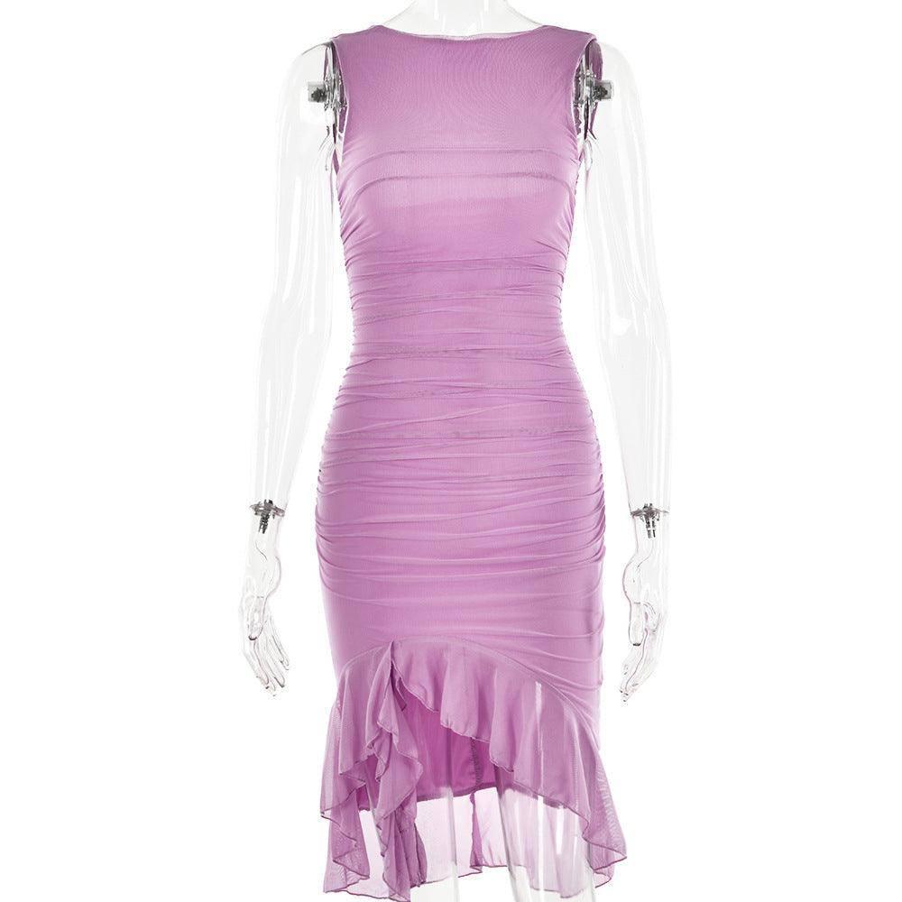 Summer Slim Skinny Sleeveless Dress For Women Fashion Party-Purple-16