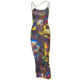 Summer Women's Sling Print Halter Dress-9