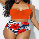 Sunflower print bikini set-Orange-7