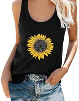 LOVEMI - Lovemi - Sunflower print sleeveless T-shirt