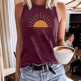 Sunrise Printed Round Neck Vest Spring And Summer Casual-1