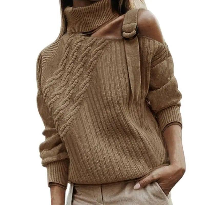 Sweater autumn and winter solid color sweater-Apricot-3