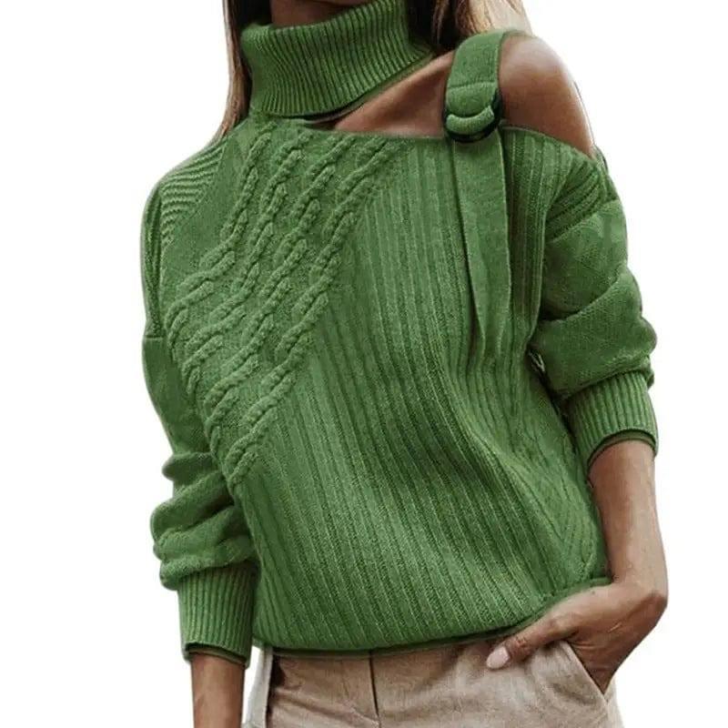 Sweater autumn and winter solid color sweater-Green-7