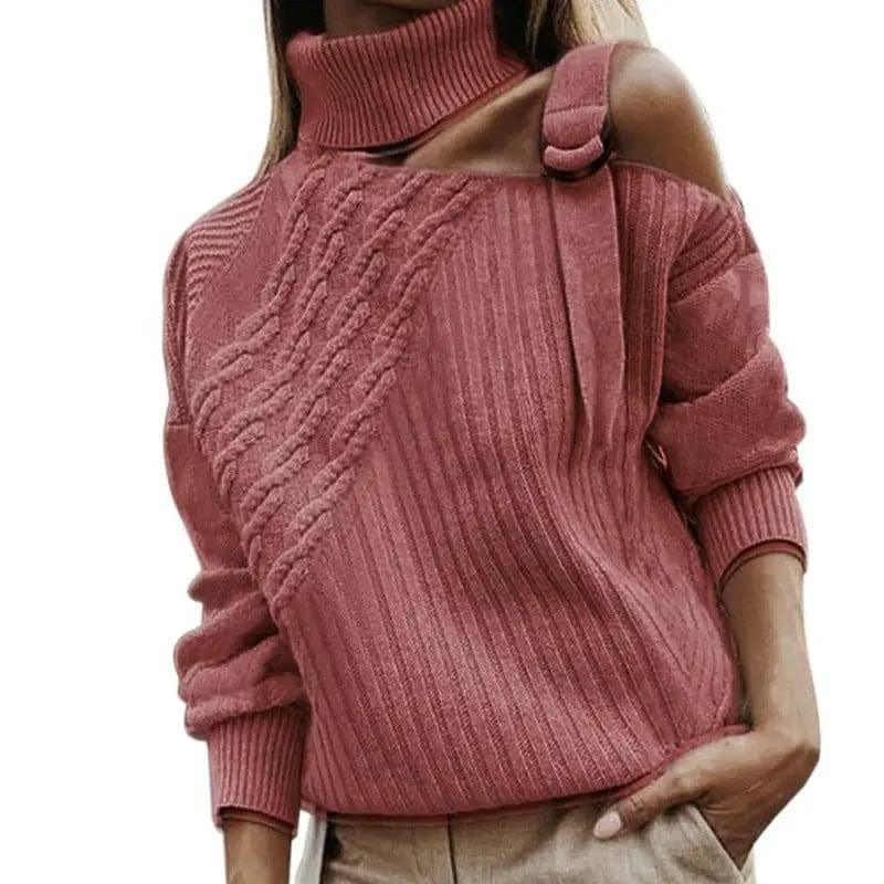 Sweater autumn and winter solid color sweater-Red-8