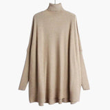 LOVEMI Sweaters 8092 Khaki Lovemi -  Women's soft waxy turtleneck solid color sweater