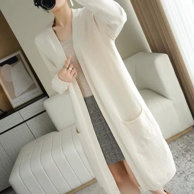 LOVEMI  Sweaters Apricot color / 2XL Lovemi -  No Buckle Lazy Wind Fashion Long Cardigan Knitted Coat Women