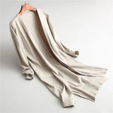 LOVEMI Sweaters Apricot / One size Lovemi -  Solid color extended knit cardigan
