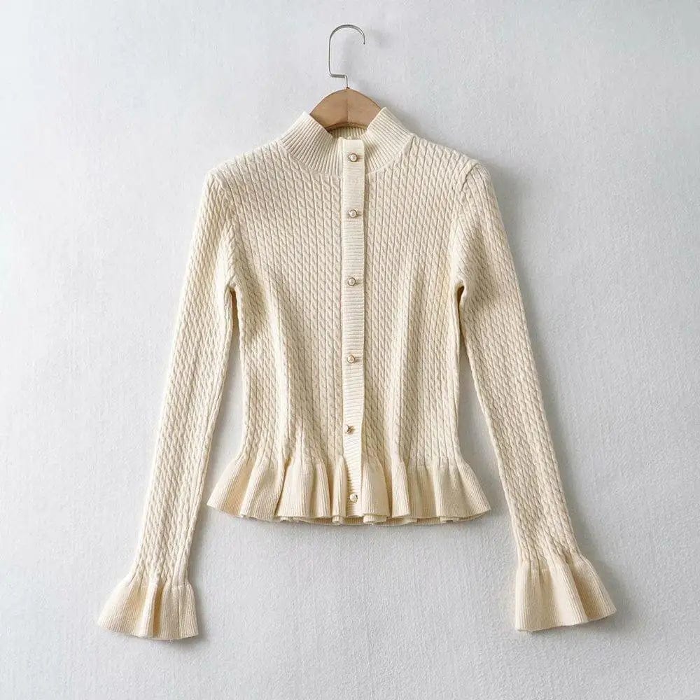 LOVEMI Sweaters Apricot / S Lovemi -  Short Style Small Twist Knit Cardigan Sweater Lady