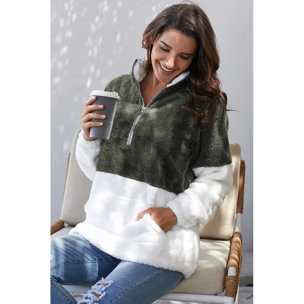 LOVEMI Sweaters ArmyGreen / L Lovemi -  New contrast color thick plush wool pullover