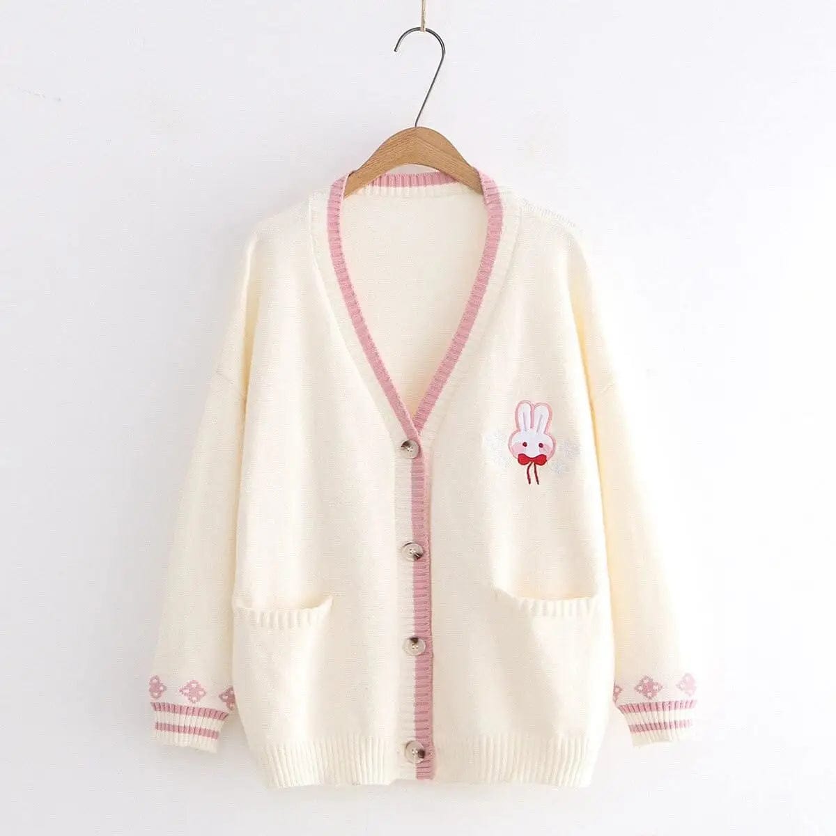 LOVEMI Sweaters Beige Lovemi -  Loose solid color rabbit cardigan