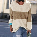 LOVEMI  Sweaters Beige / S Lovemi -  Ladies Sweater Stitching Knitted Sweater