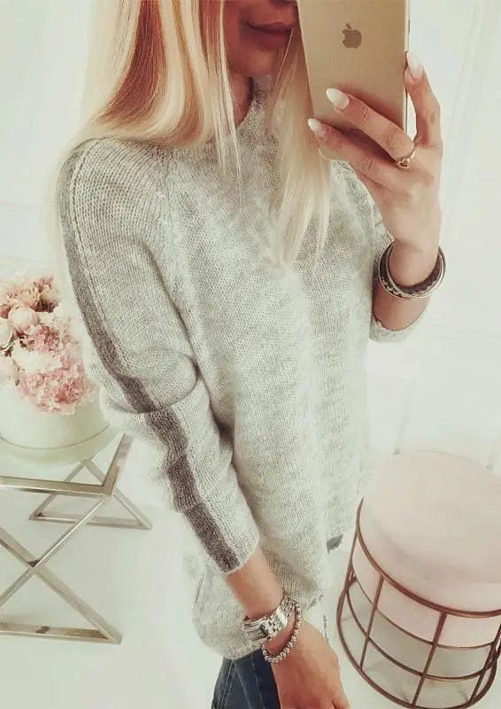 LOVEMI Sweaters Beige / S Lovemi -  Simple Women's Round Neck Pullover Sweater Sweater Women