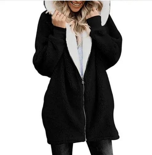 LOVEMI Sweaters black / 2XL Lovemi -  Hooded zipper cardigan fur coat plush sweater