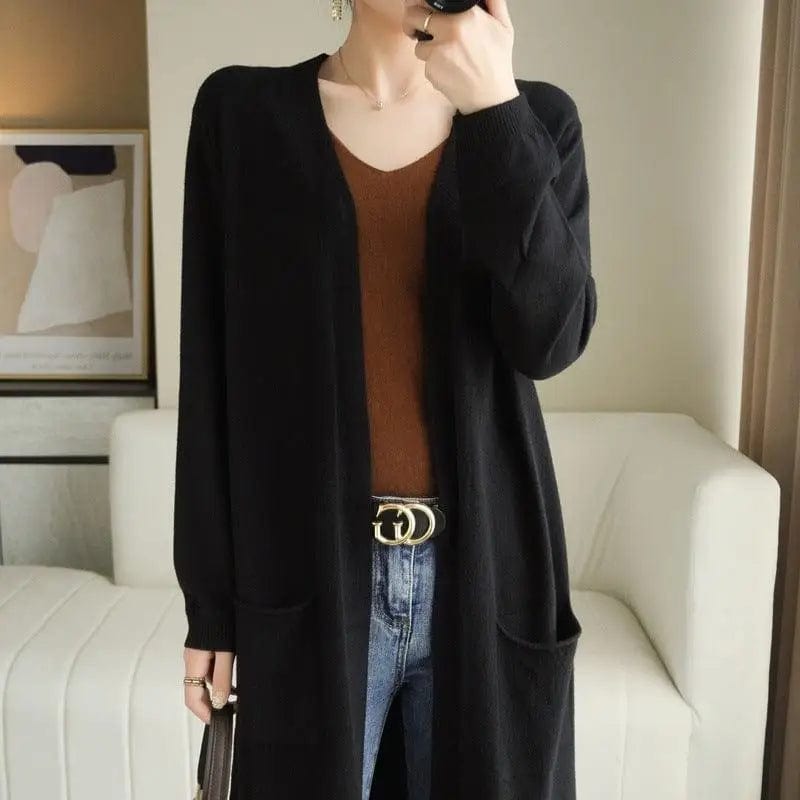 LOVEMI  Sweaters Black / 2XL Lovemi -  No Buckle Lazy Wind Fashion Long Cardigan Knitted Coat Women