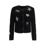 LOVEMI Sweaters Black / L Lovemi -  Little Fragrant Black Hot Rhinestone Short Jacket
