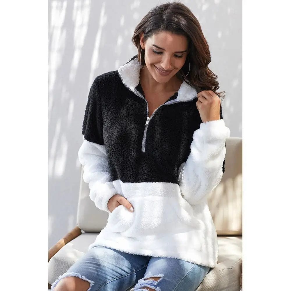 LOVEMI Sweaters Black / M Lovemi -  New contrast color thick plush wool pullover