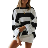 LOVEMI  Sweaters Black / M Lovemi -  Women's sweater women's striped colorblock sweater