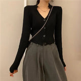 LOVEMI Sweaters Black / One size Lovemi -  V-neck Knitted Sweater Cardigan Women's Trendy Top Coat