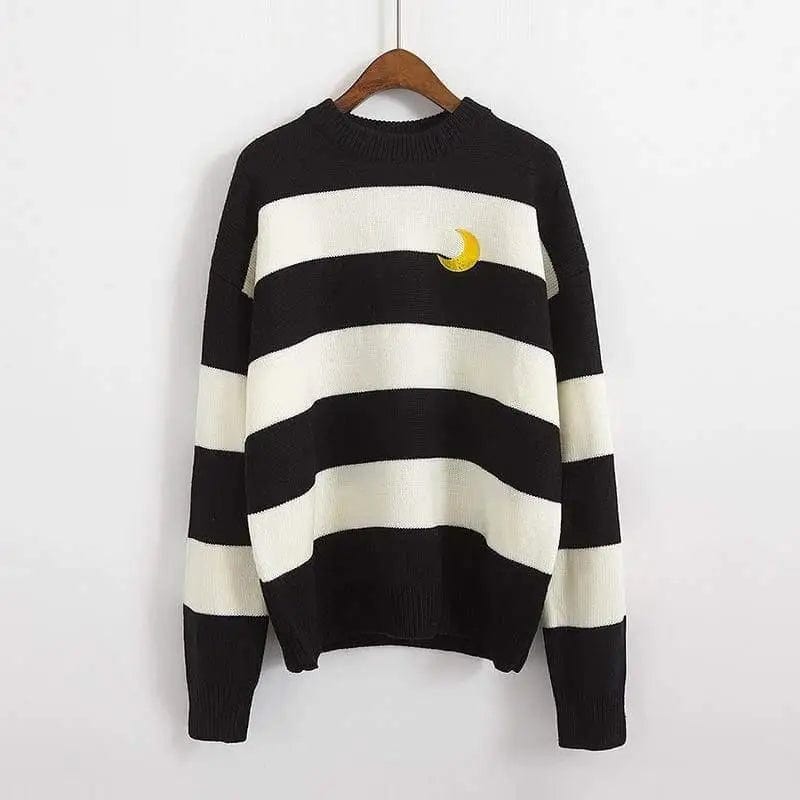 LOVEMI Sweaters Black / One size Lovemi -  Very Fairy Striped Sweater Knit Sweater