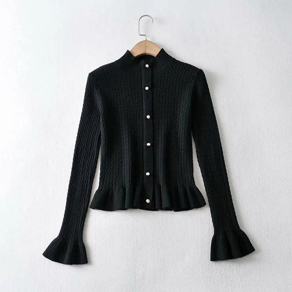 LOVEMI Sweaters Black / S Lovemi -  Short Style Small Twist Knit Cardigan Sweater Lady