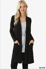 LOVEMI Sweaters Black / S Lovemi -  Simple Coat Long Sleeve Mid-length Cardigan Women's Clothing