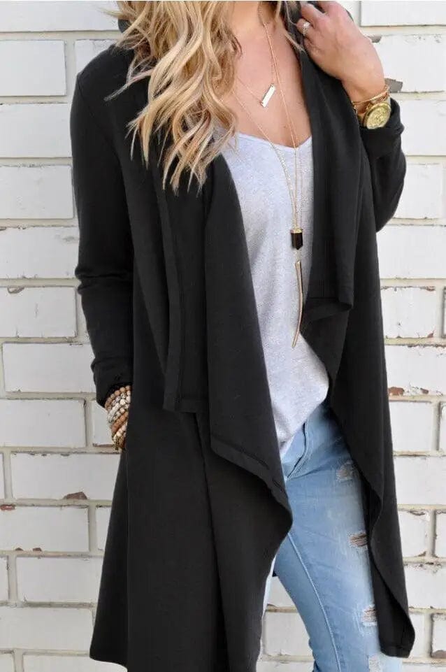 LOVEMI  Sweaters Black / S Lovemi -  Solid Color Plus Size Women's Long Sleeved Cardigan Jacket
