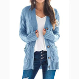 LOVEMI  Sweaters Blue / L Lovemi -  Single breasted long sleeve wool jacket