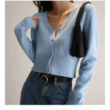 LOVEMI Sweaters Blue / One size Lovemi -  Waist Cropped Sweater Coat Top