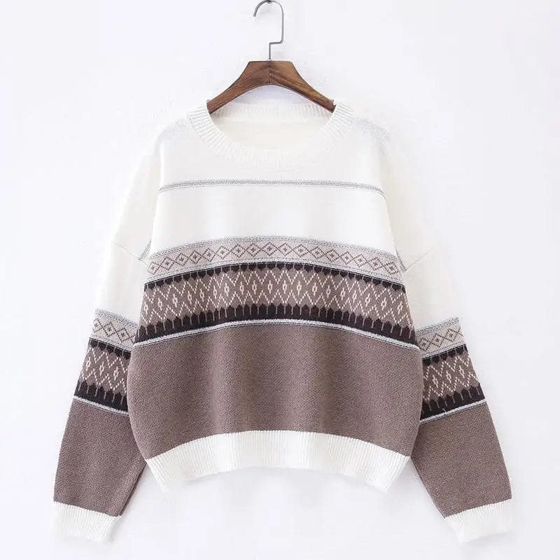 LOVEMI Sweaters Brown / One size Lovemi -  Striped Sweater Retro Chic Top