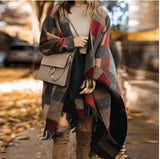 LOVEMI Sweaters Brun tassel / 170CM Lovemi -  Plaid Cloak Shawl Dual-Use Woolen Scarf Jacket Shawl Women