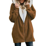 LOVEMI Sweaters Camel color / S Lovemi -  Hooded zipper cardigan fur coat plush sweater