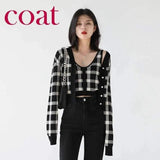 LOVEMI Sweaters Coat / S Lovemi -  Retro V-neck Check Color Vest Knitted Cardigan Ice Silk