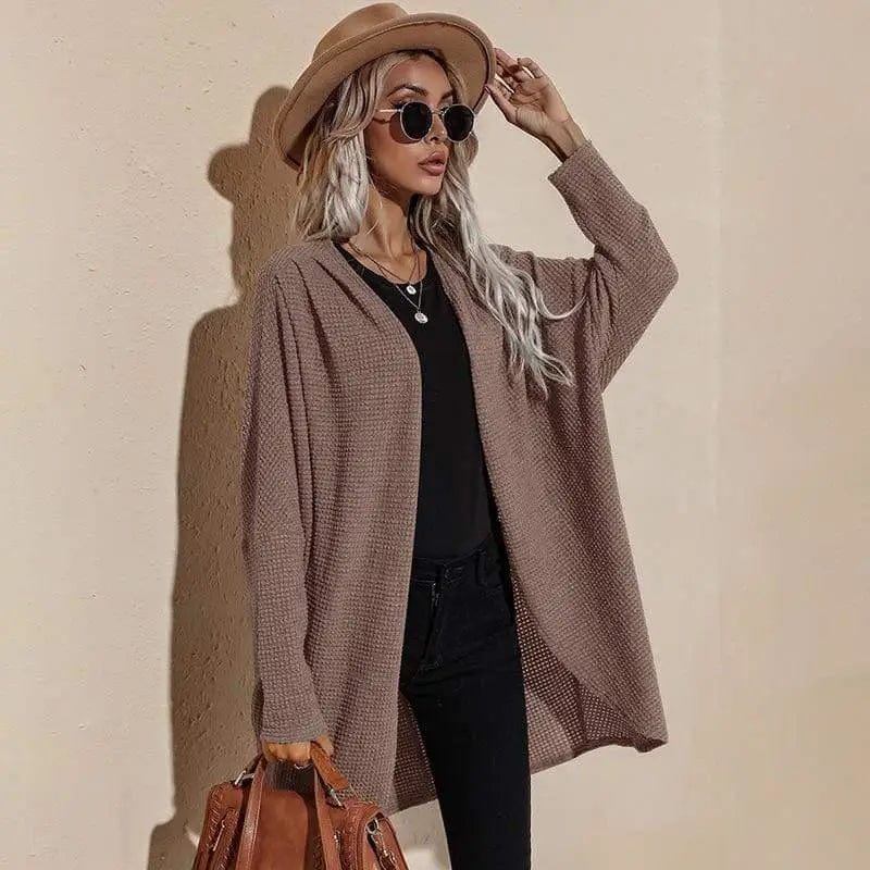 LOVEMI Sweaters Coffee / S Lovemi -  Sweater Solid Color Mid-length Long-sleeved Sweater Coat