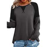 LOVEMI Sweaters Dark grey / S Lovemi -  Waffle Stitching Long-sleeved Round Neck T-shirt Top
