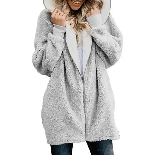 LOVEMI Sweaters gray / 3XL Lovemi -  Hooded zipper cardigan fur coat plush sweater