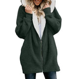 LOVEMI Sweaters green / S Lovemi -  Hooded zipper cardigan fur coat plush sweater