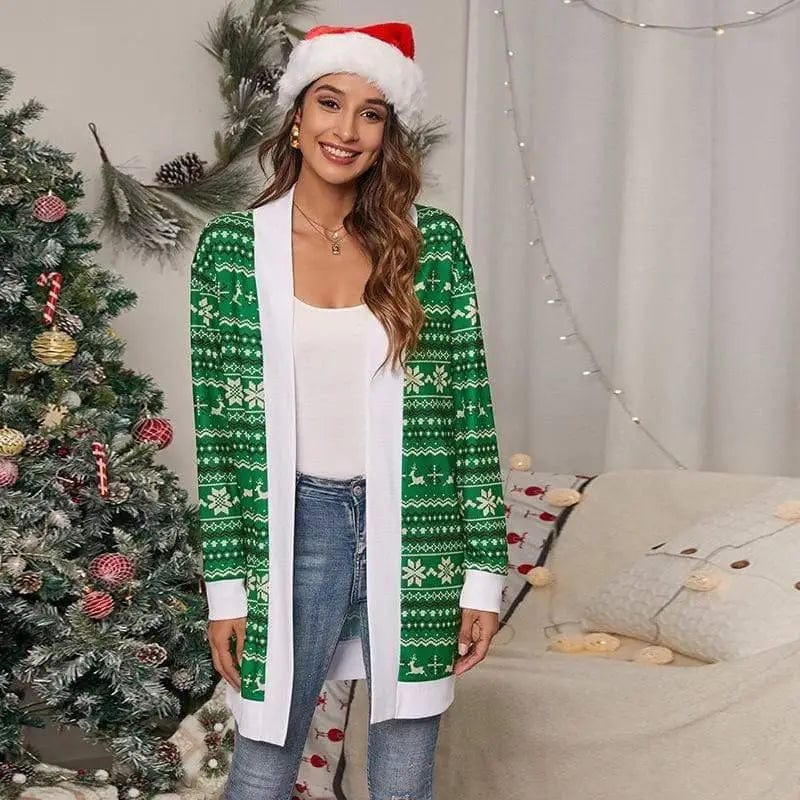 LOVEMI  Sweaters Green / S Lovemi -  Tie-dye Christmas Leopard Print Knitted Cardigan Jacket