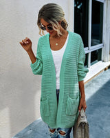 LOVEMI Sweaters Green / XL Lovemi -  Knit long cardigan contrast color coat