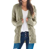 LOVEMI  Sweaters Green / XL Lovemi -  Single breasted long sleeve wool jacket