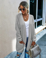 LOVEMI Sweaters Grey / M Lovemi -  Knit long cardigan contrast color coat