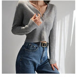 LOVEMI Sweaters Grey / One size Lovemi -  Waist Cropped Sweater Coat Top