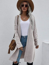 LOVEMI Sweaters Grey / S Lovemi -  Long Cardigan Solid Color Women's Knitted Sweater