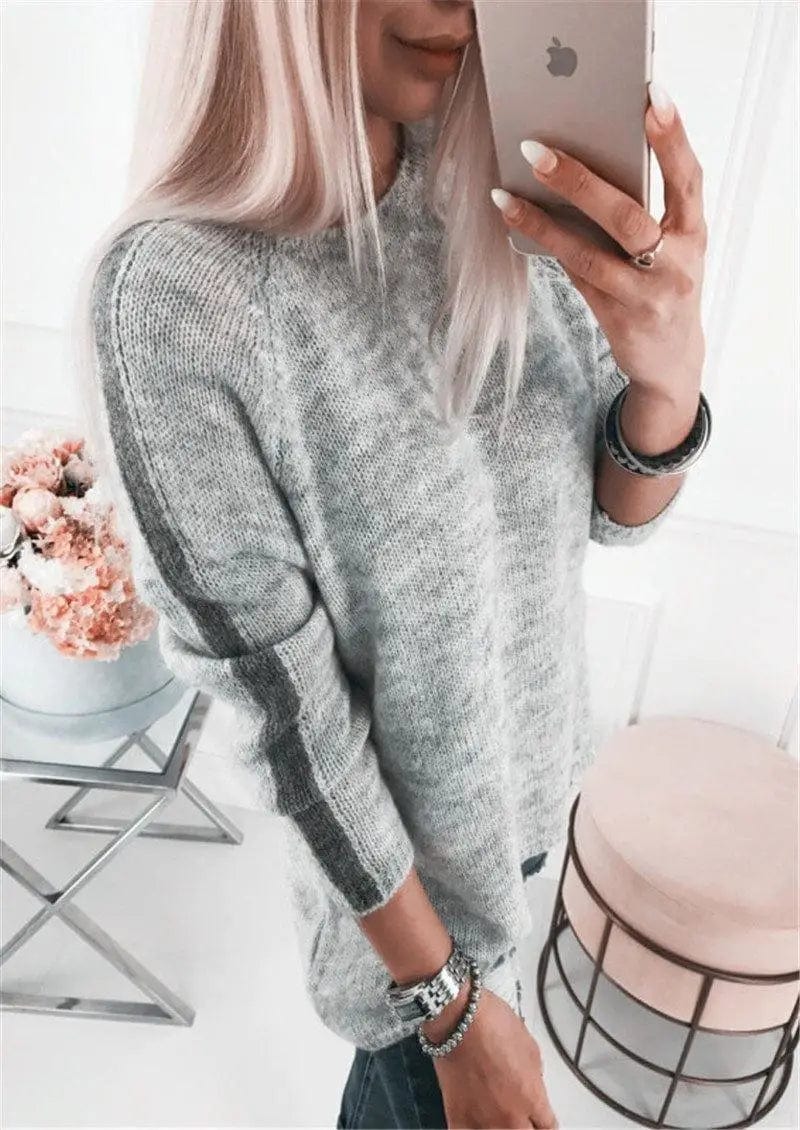 LOVEMI Sweaters Grey / S Lovemi -  Simple Women's Round Neck Pullover Sweater Sweater Women